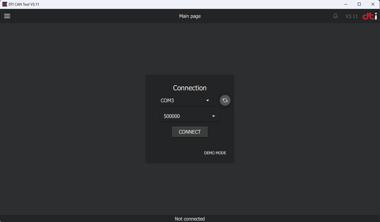 DTI CAN tool: communication ports